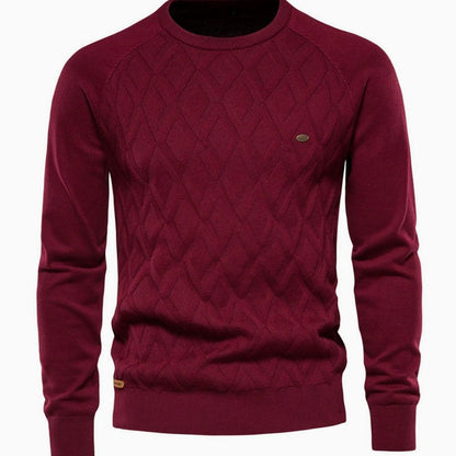 Men's Diamond-Knit Crew-Neck Knitted Jumper
