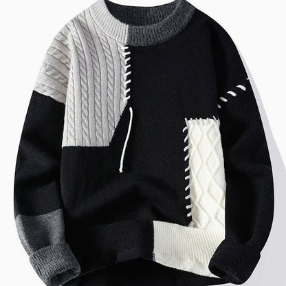 Men's Diamond-Knit Crew-Neck Knitted Jumper