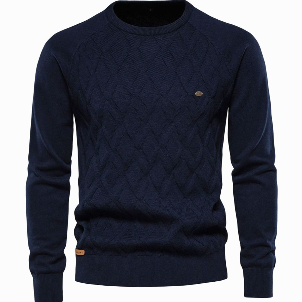 Men's Diamond-Knit Crew-Neck Knitted Jumper