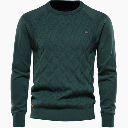 Men's Diamond-Knit Crew-Neck Knitted Jumper