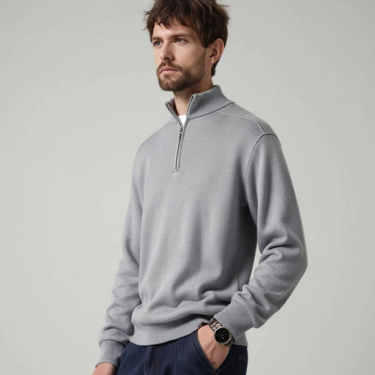Men's Half-Zip Knitted Jumper Winter Pullover