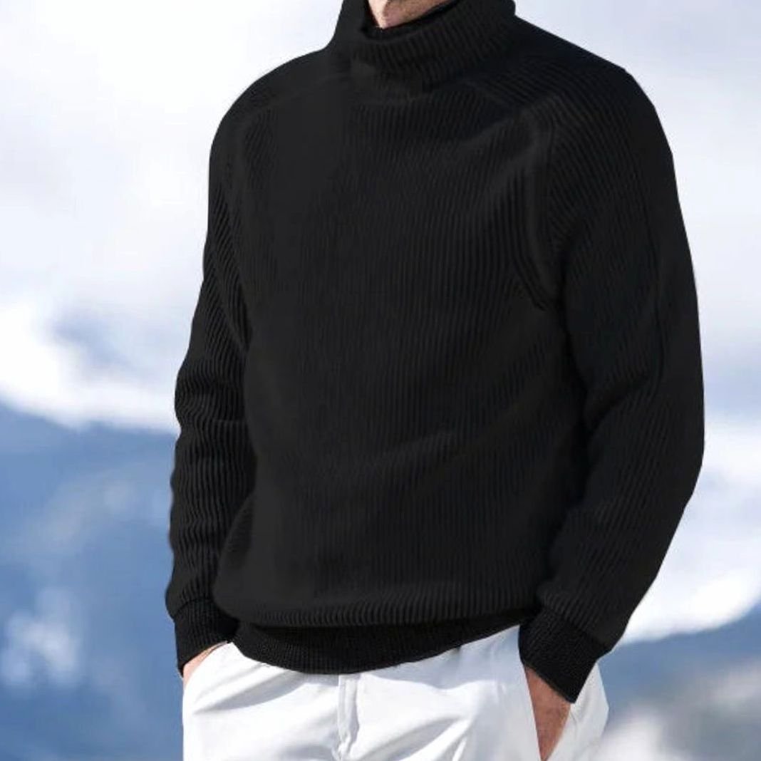 Men's Ribbed Roll-Neck Slim-Fit Knitted Jumper