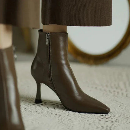 Women's Orthopaedic Leather Heeled Ankle Boots Cushioned Arch Support