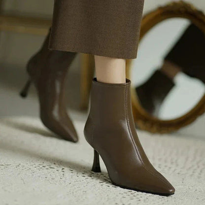 Women's Orthopaedic Leather Heeled Ankle Boots Cushioned Arch Support