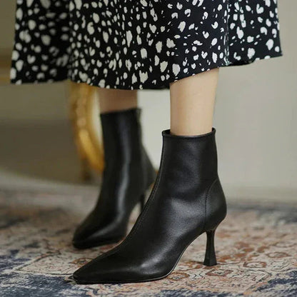 Women's Orthopaedic Leather Heeled Ankle Boots Cushioned Arch Support