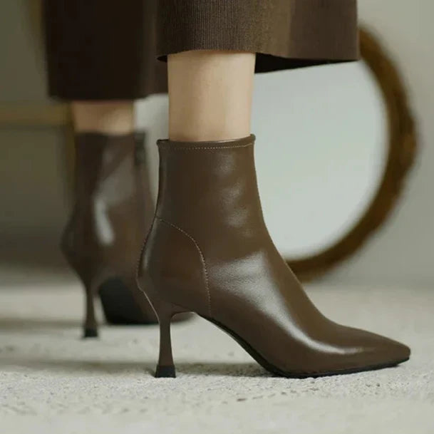 Women's Orthopaedic Leather Heeled Ankle Boots Cushioned Arch Support