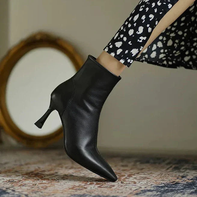 Women's Orthopaedic Leather Heeled Ankle Boots Cushioned Arch Support