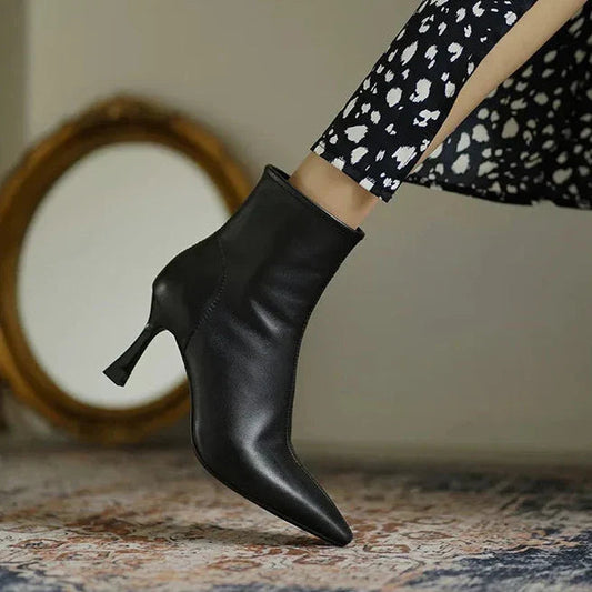 Women's Orthopaedic Leather Heeled Ankle Boots Cushioned Arch Support