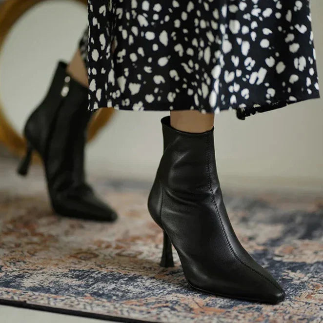 Women's Orthopaedic Leather Heeled Ankle Boots Cushioned Arch Support