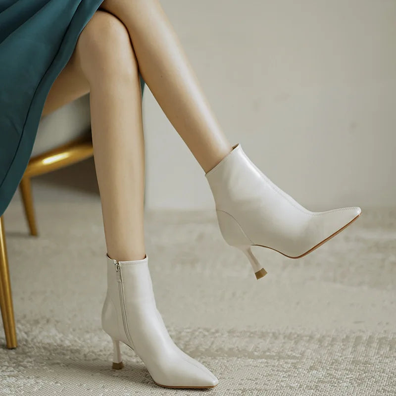 Women's Orthopaedic Leather Heeled Ankle Boots Cushioned Arch Support