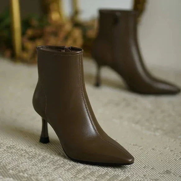 Women's Orthopaedic Leather Heeled Ankle Boots Cushioned Arch Support
