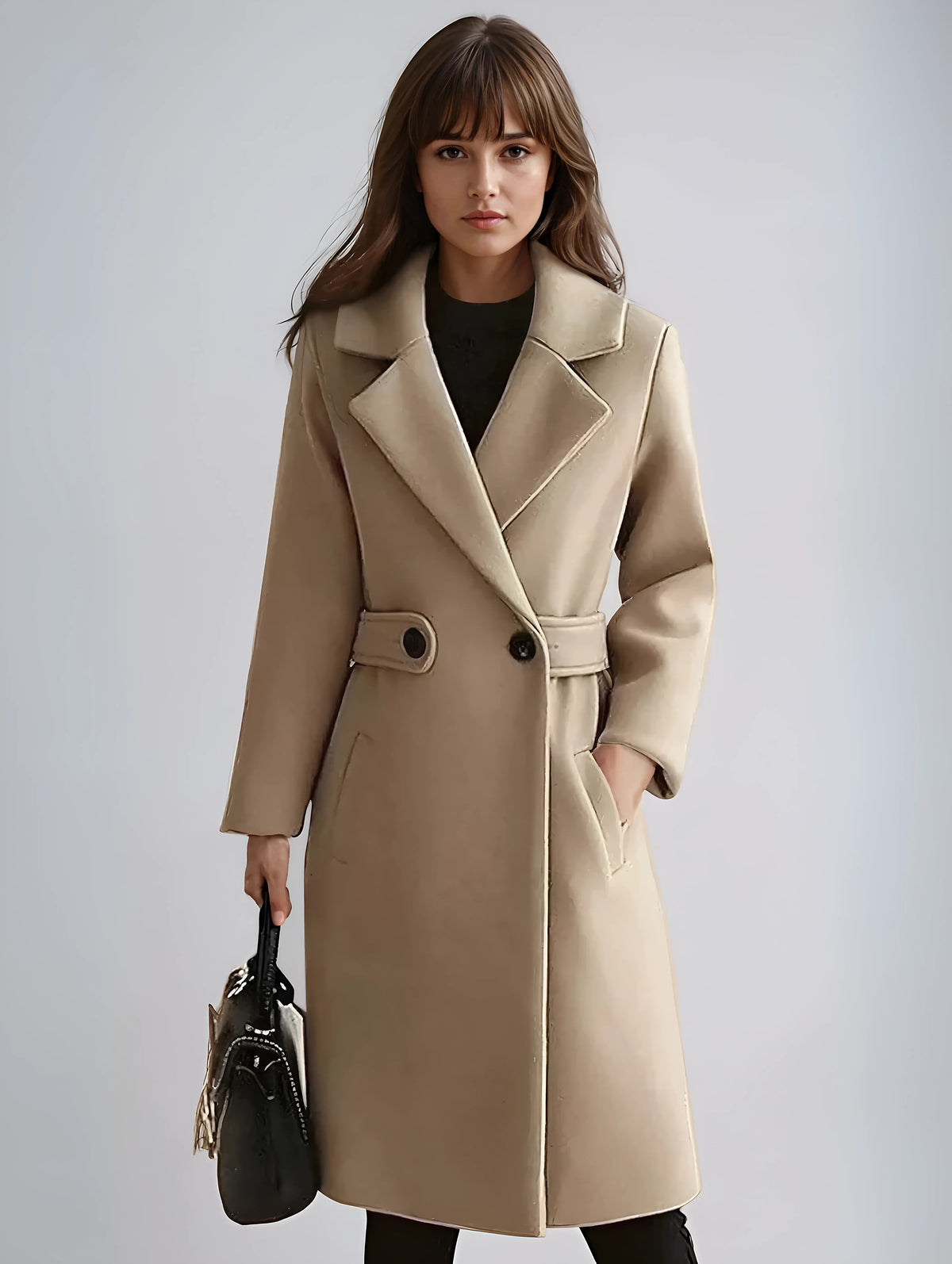 Women's Structured Long Trench Coat