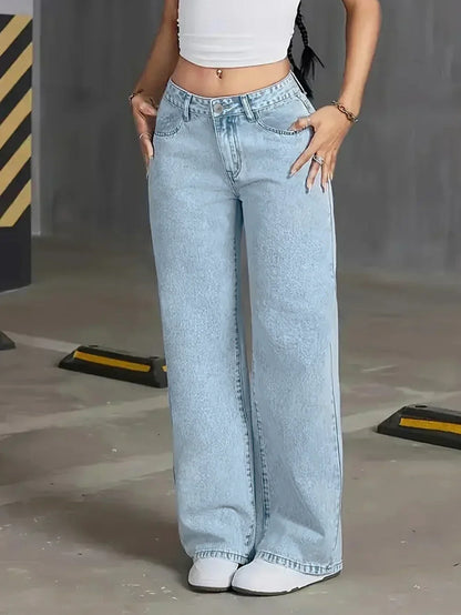 Women's Light Wash Wide-Leg Jeans