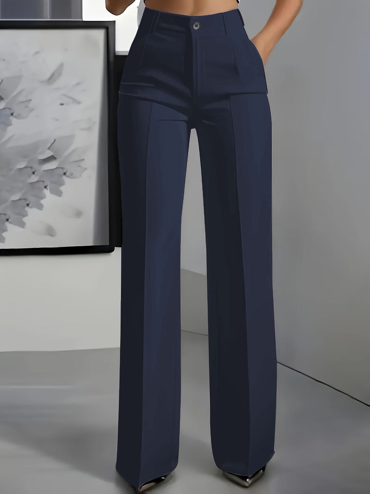 Women's High-Waisted Pleat-Front Wide-Leg Trousers