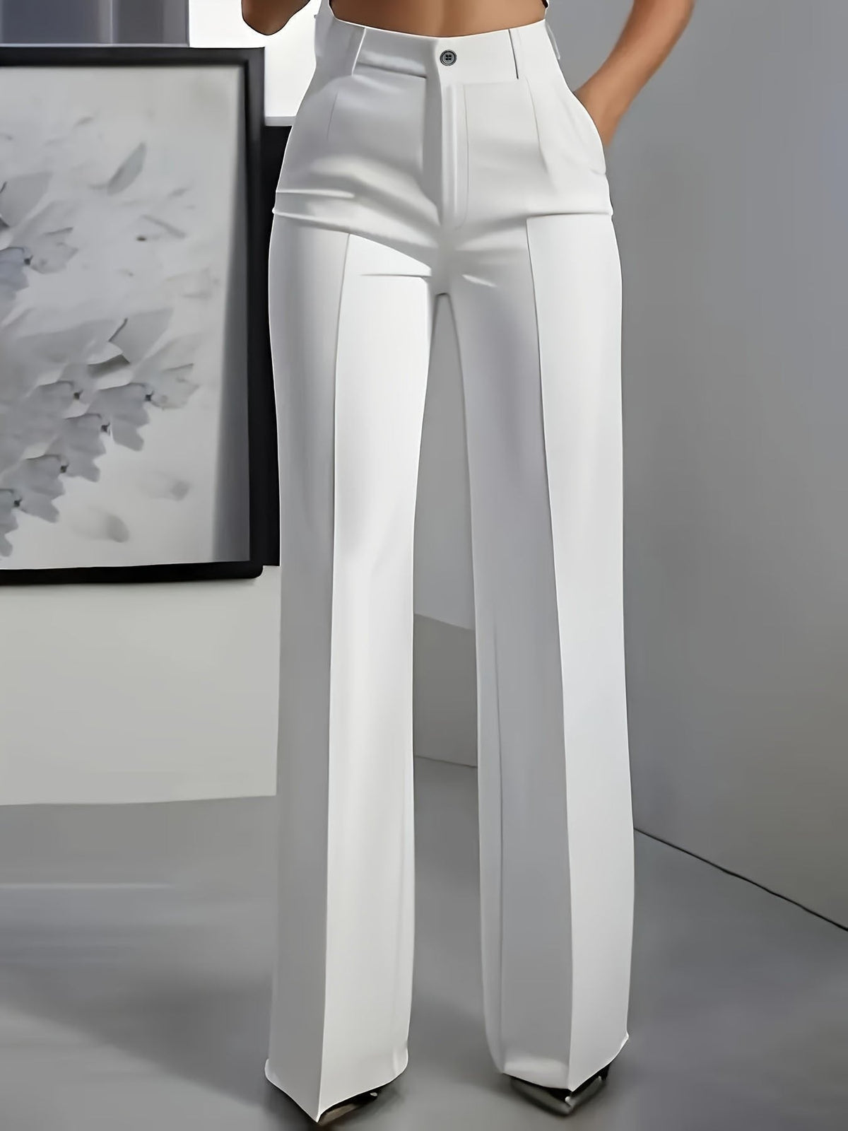 Women's High-Waisted Pleat-Front Wide-Leg Trousers
