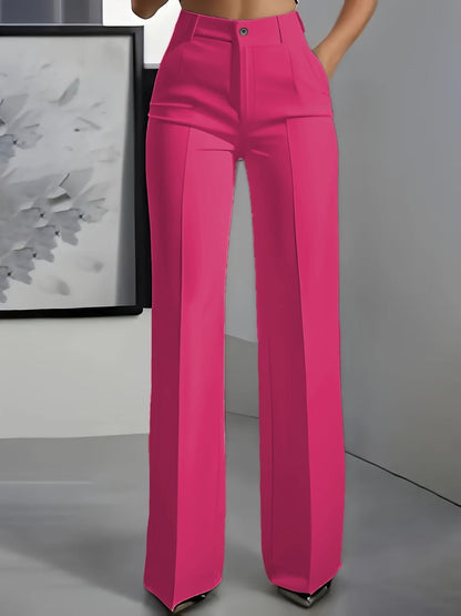 Women's High-Waisted Pleat-Front Wide-Leg Trousers