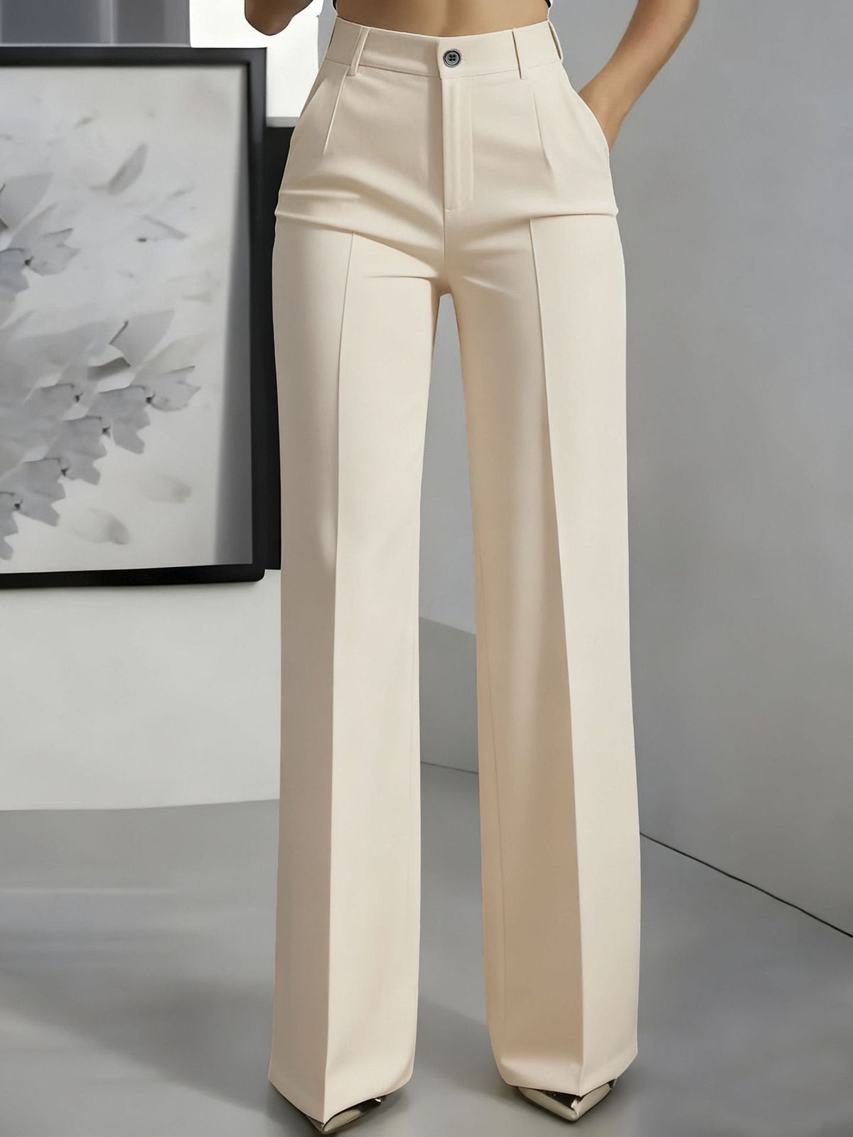Women's High-Waisted Pleat-Front Wide-Leg Trousers
