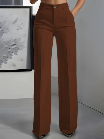 Women's High-Waisted Pleat-Front Wide-Leg Trousers