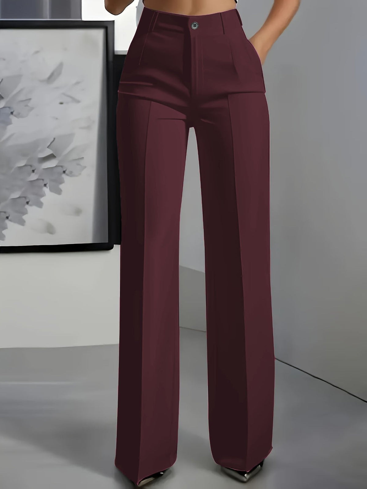 Women's High-Waisted Pleat-Front Wide-Leg Trousers