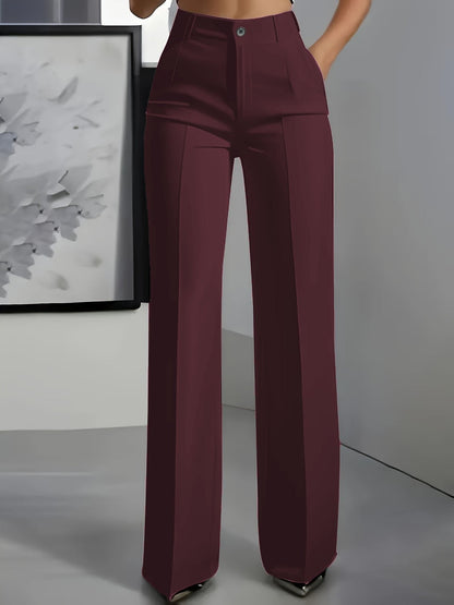 Women's High-Waisted Pleat-Front Wide-Leg Trousers