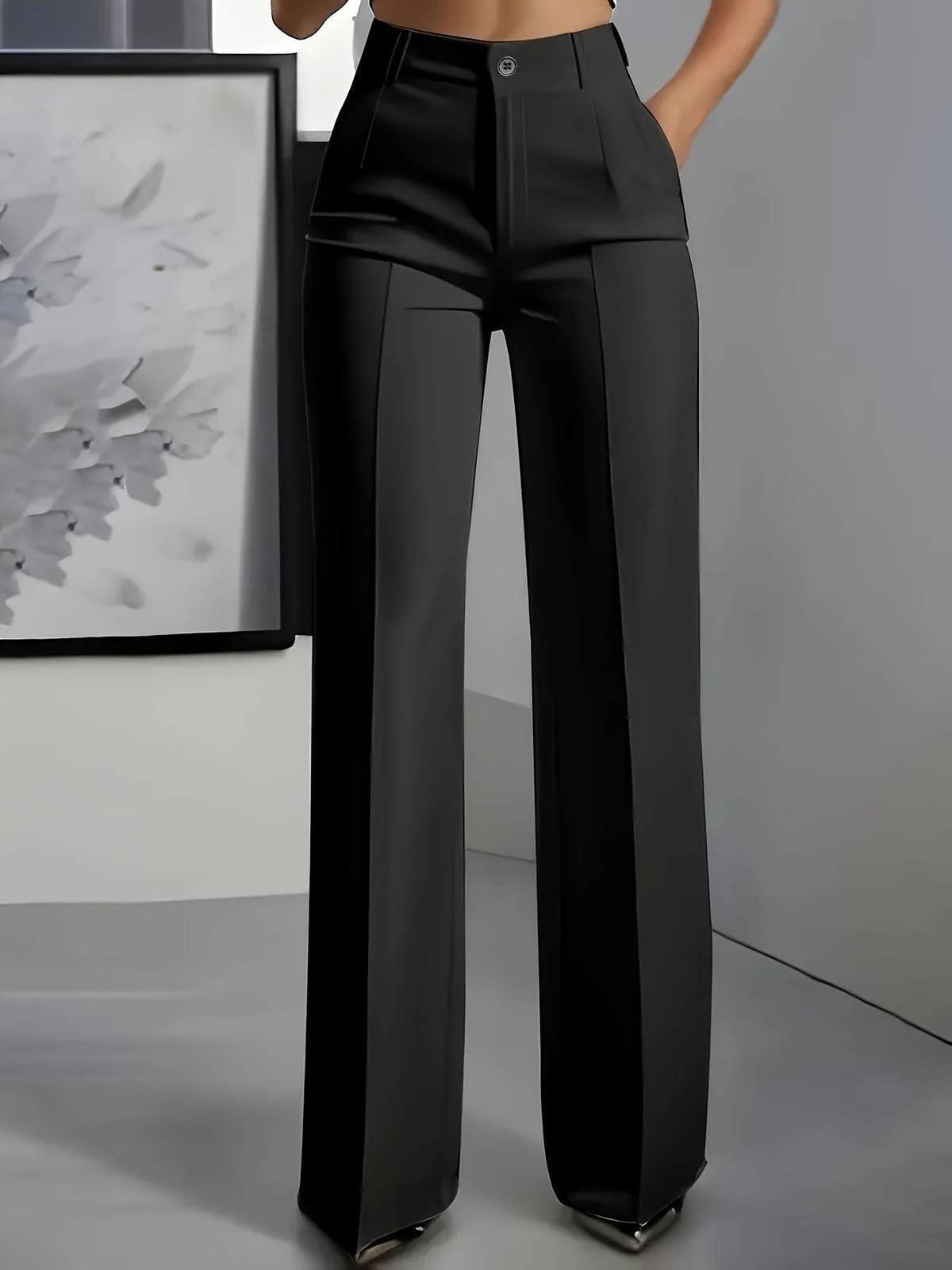 Women's High-Waisted Pleat-Front Wide-Leg Trousers