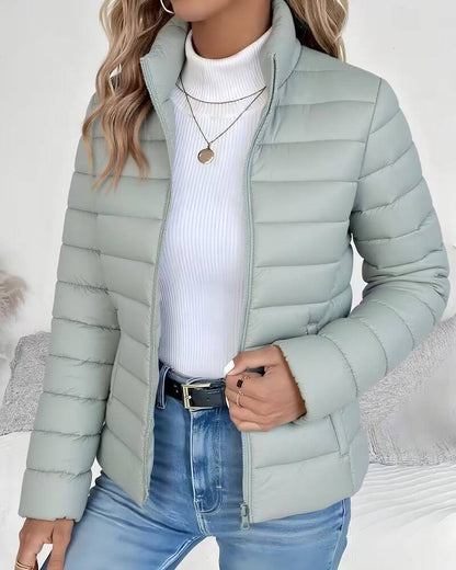 Women's Padded Winter Puffer Jacket Stand Collar Lightweight