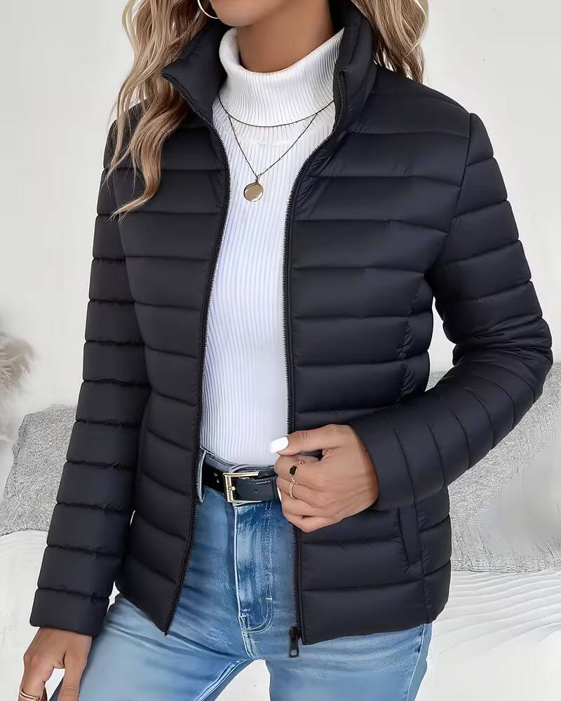 Women's Padded Winter Puffer Jacket Stand Collar Lightweight