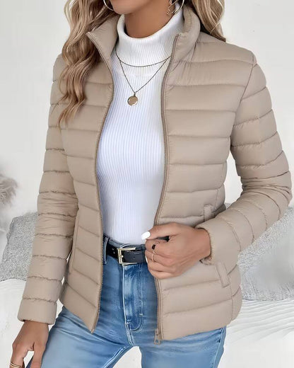 Women's Padded Winter Puffer Jacket Stand Collar Lightweight
