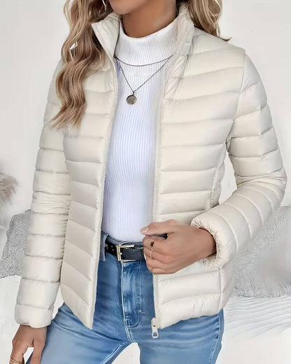 Women's Padded Winter Puffer Jacket Stand Collar Lightweight