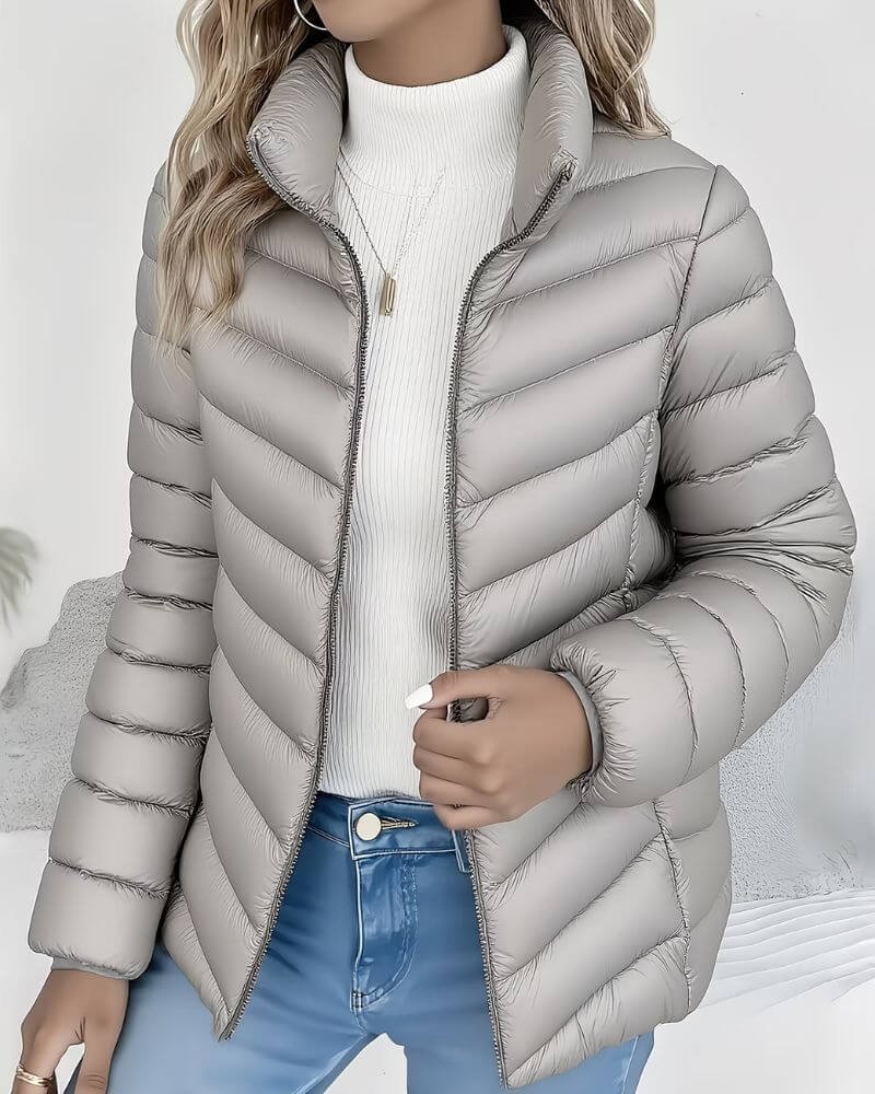 Women's Padded Winter Puffer Jacket Stand Collar Lightweight