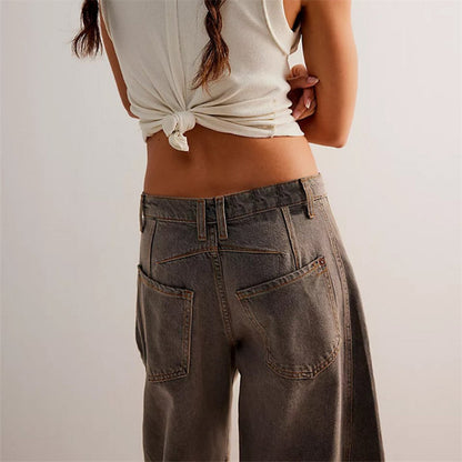 Women's Heavyweight Denim Cropped Barrel-Leg Jeans