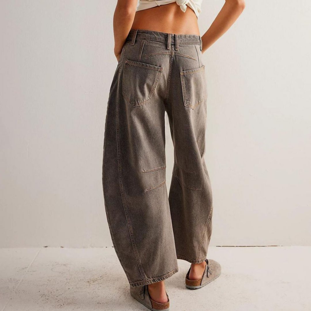 Women's Heavyweight Denim Cropped Barrel-Leg Jeans