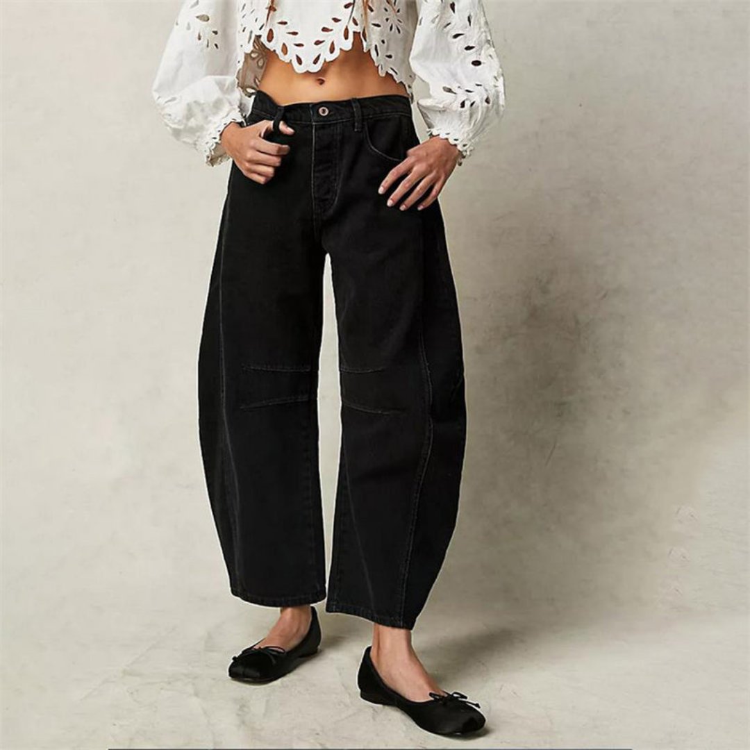 Women's Heavyweight Denim Cropped Barrel-Leg Jeans