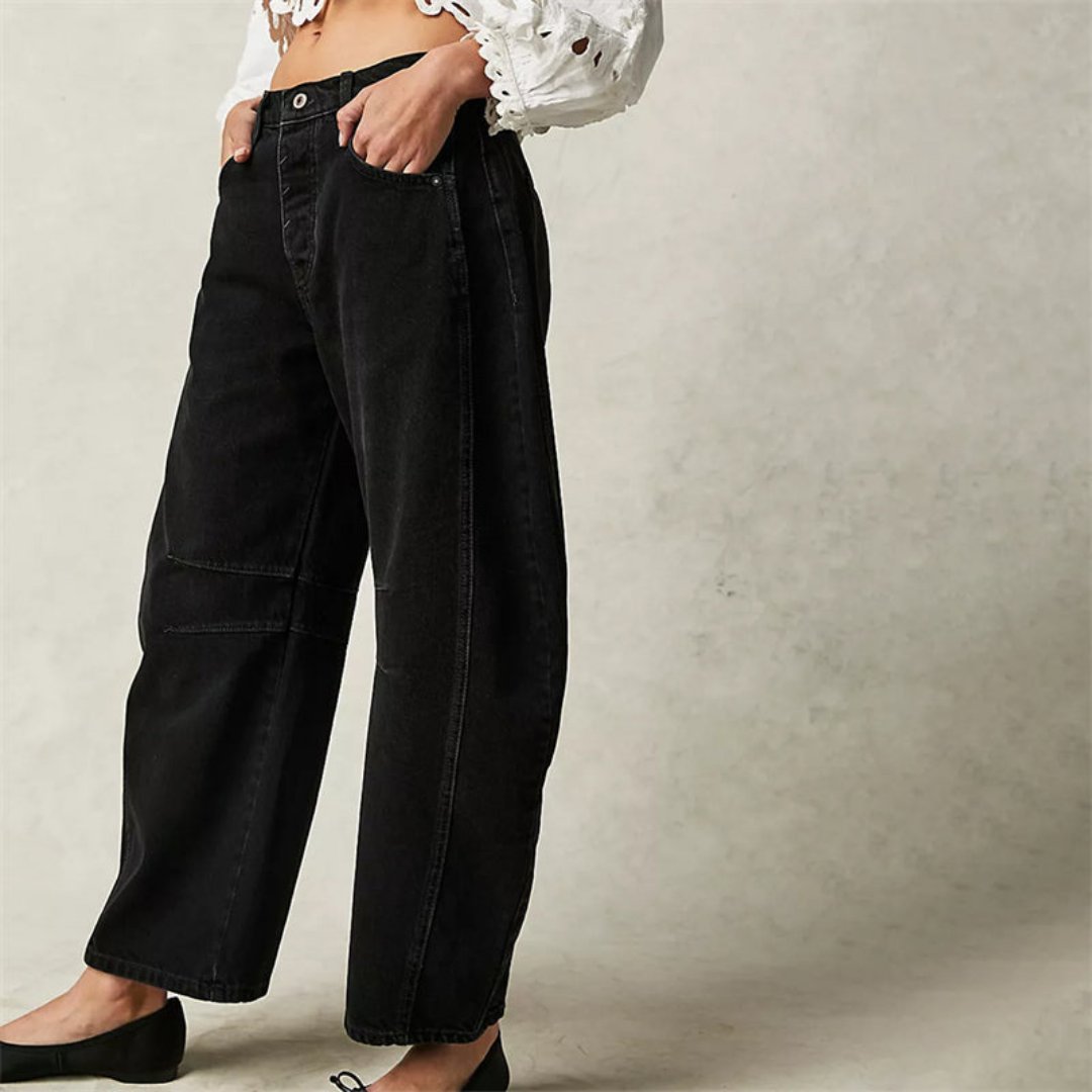Women's Heavyweight Denim Cropped Barrel-Leg Jeans