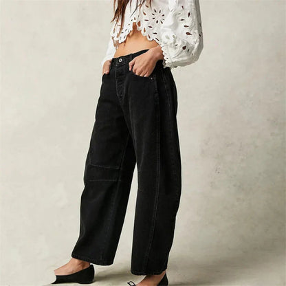 Women's Heavyweight Denim Cropped Barrel-Leg Jeans