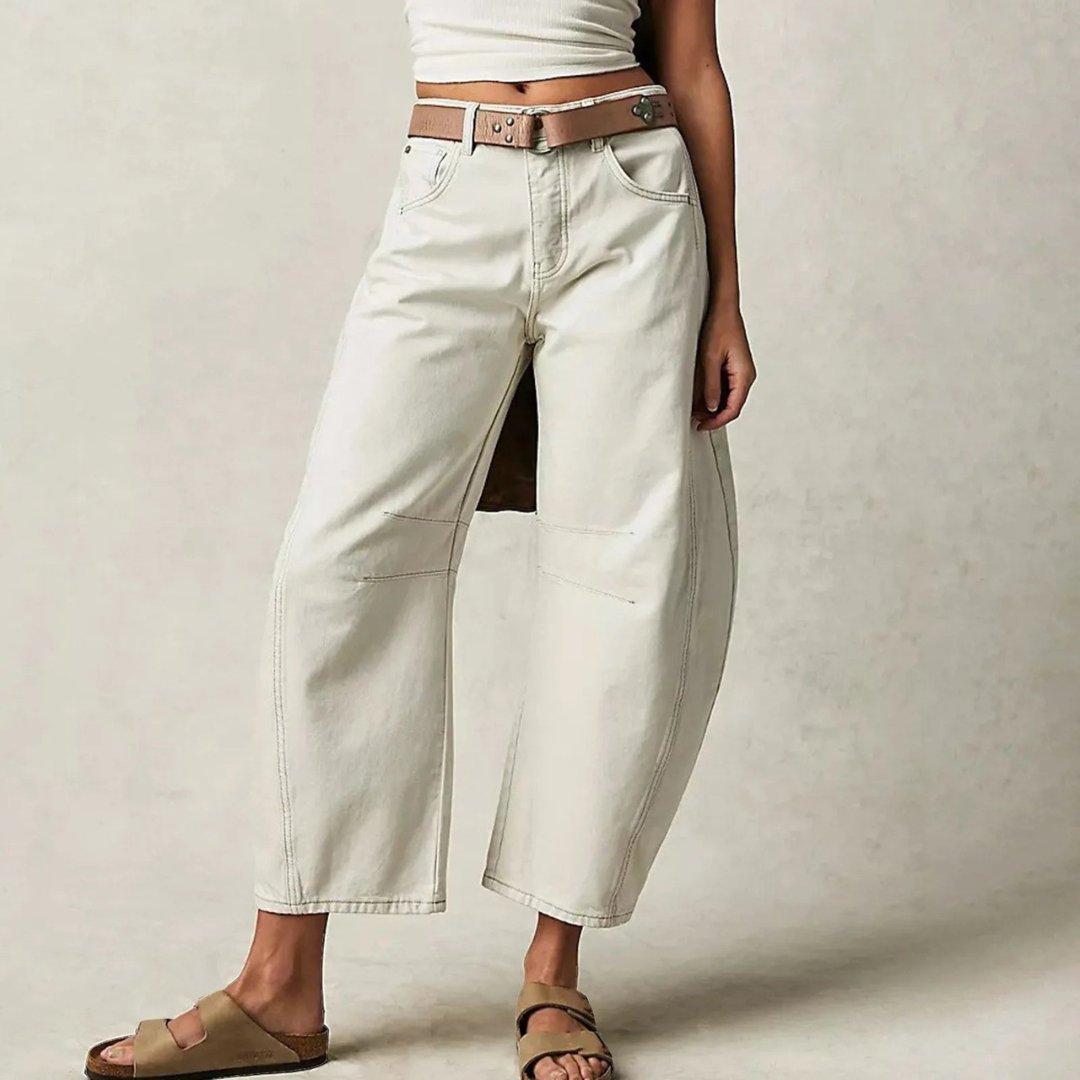Women's Heavyweight Denim Cropped Barrel-Leg Jeans