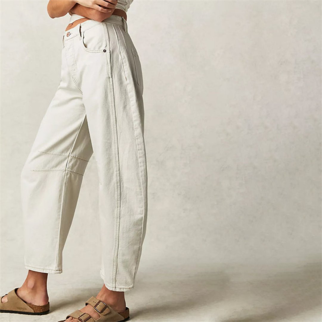 Women's Heavyweight Denim Cropped Barrel-Leg Jeans