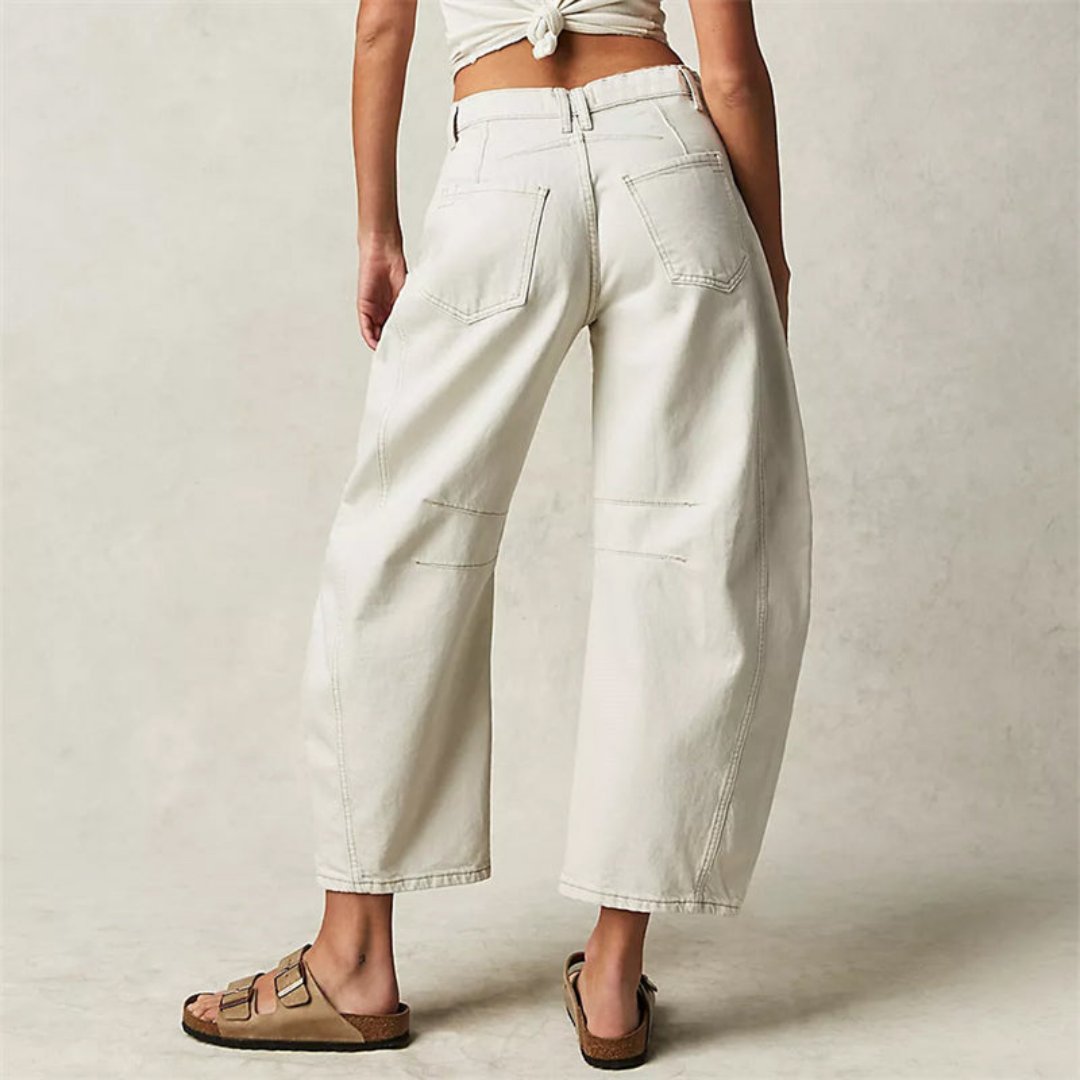 Women's Heavyweight Denim Cropped Barrel-Leg Jeans