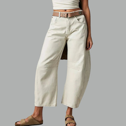 Women's Heavyweight Denim Cropped Barrel-Leg Jeans