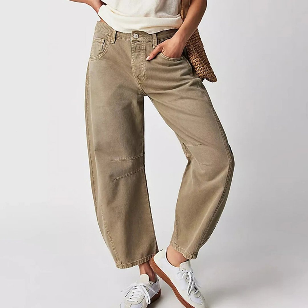 Women's Heavyweight Denim Cropped Barrel-Leg Jeans