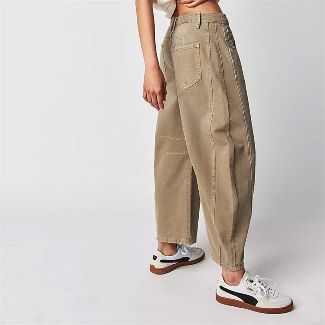 Women's Heavyweight Denim Cropped Barrel-Leg Jeans