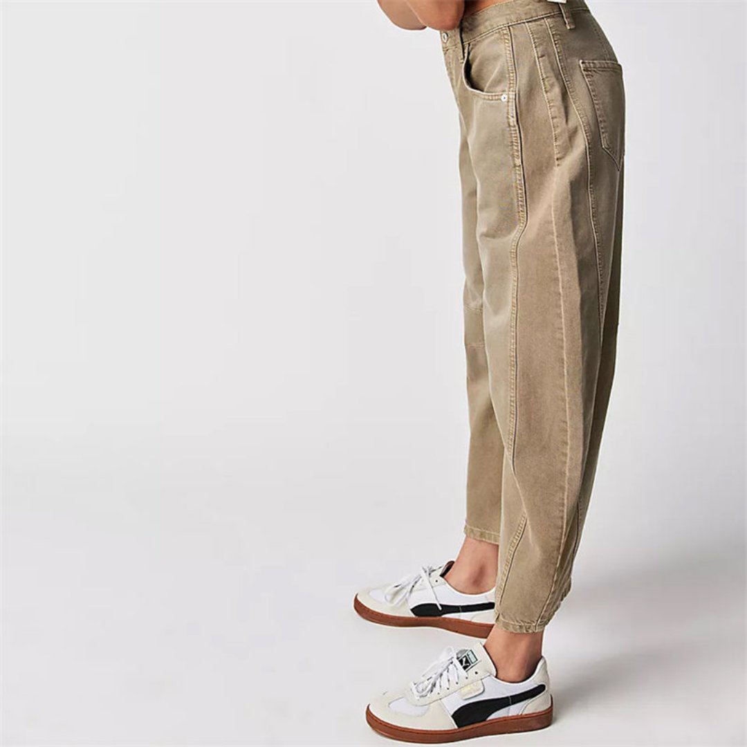 Women's Heavyweight Denim Cropped Barrel-Leg Jeans