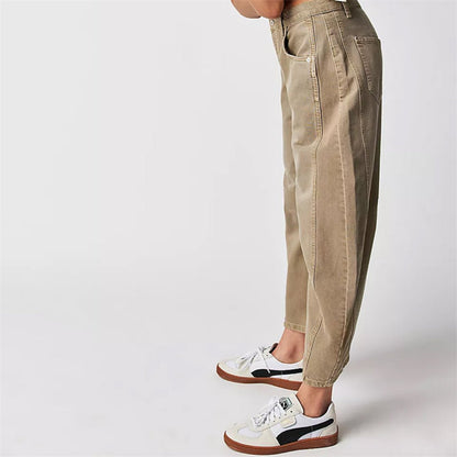 Women's Heavyweight Denim Cropped Barrel-Leg Jeans