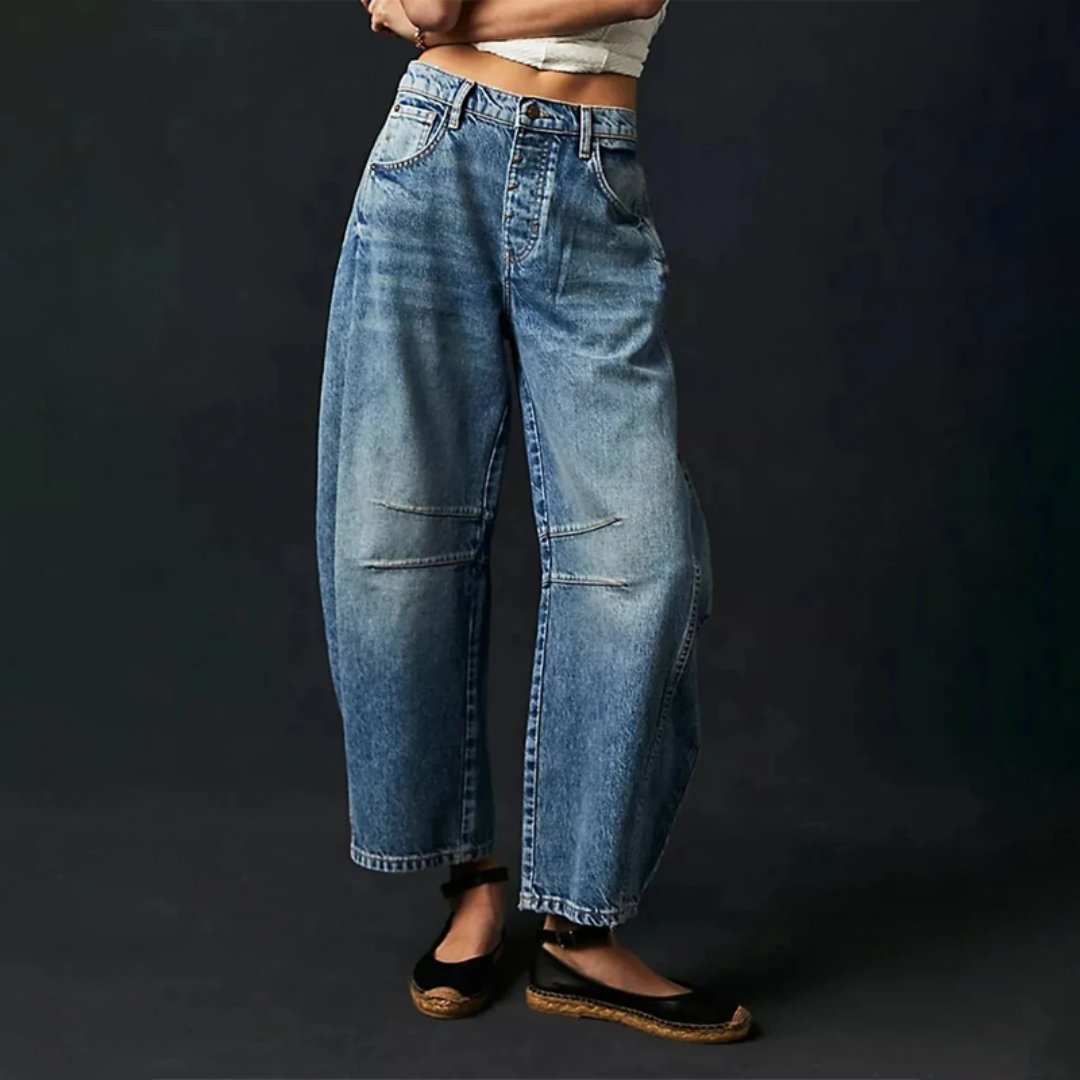 Women's Heavyweight Denim Cropped Barrel-Leg Jeans