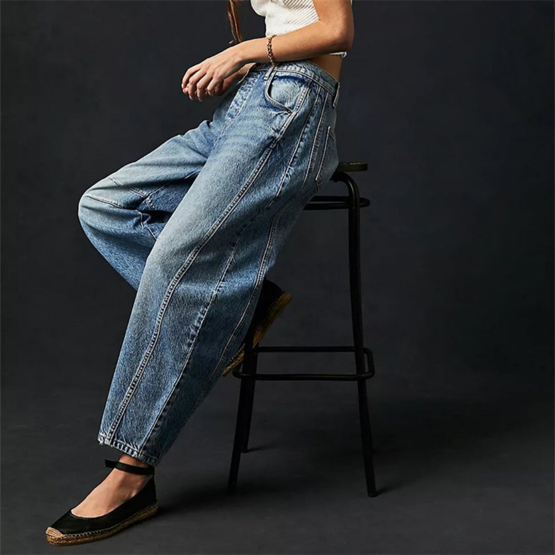 Women's Heavyweight Denim Cropped Barrel-Leg Jeans