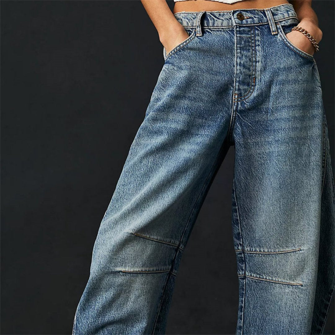 Women's Heavyweight Denim Cropped Barrel-Leg Jeans