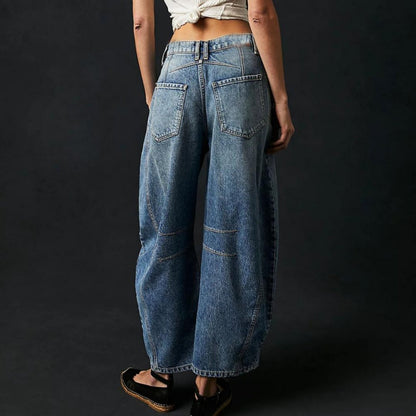 Women's Heavyweight Denim Cropped Barrel-Leg Jeans