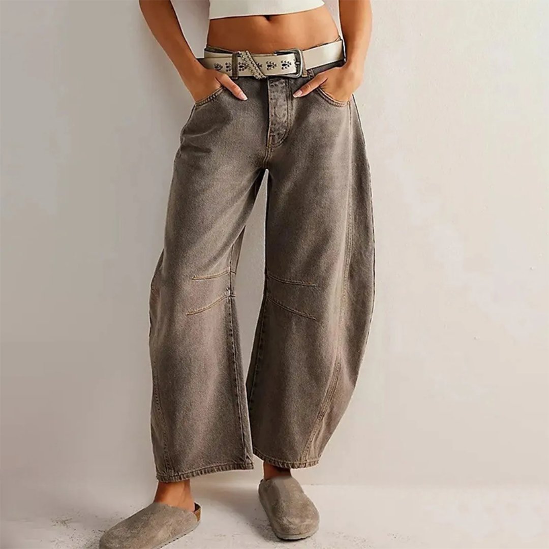 Women's Heavyweight Denim Cropped Barrel-Leg Jeans