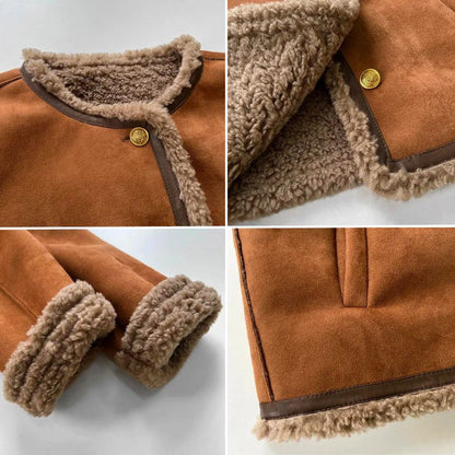 Women's Suede Jacket Button-Front Oversized