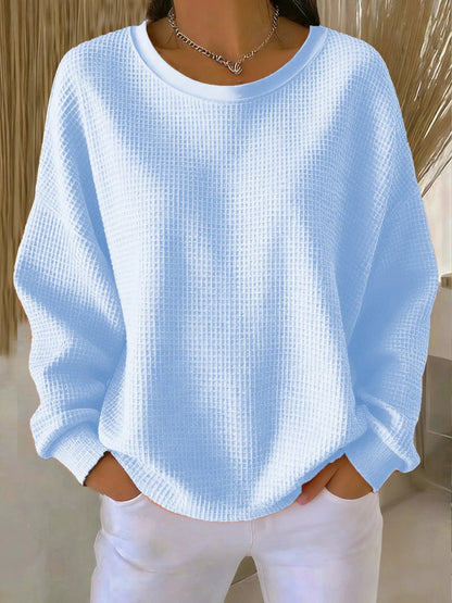 Women's Waffle Knit Jumper Relaxed-Fit